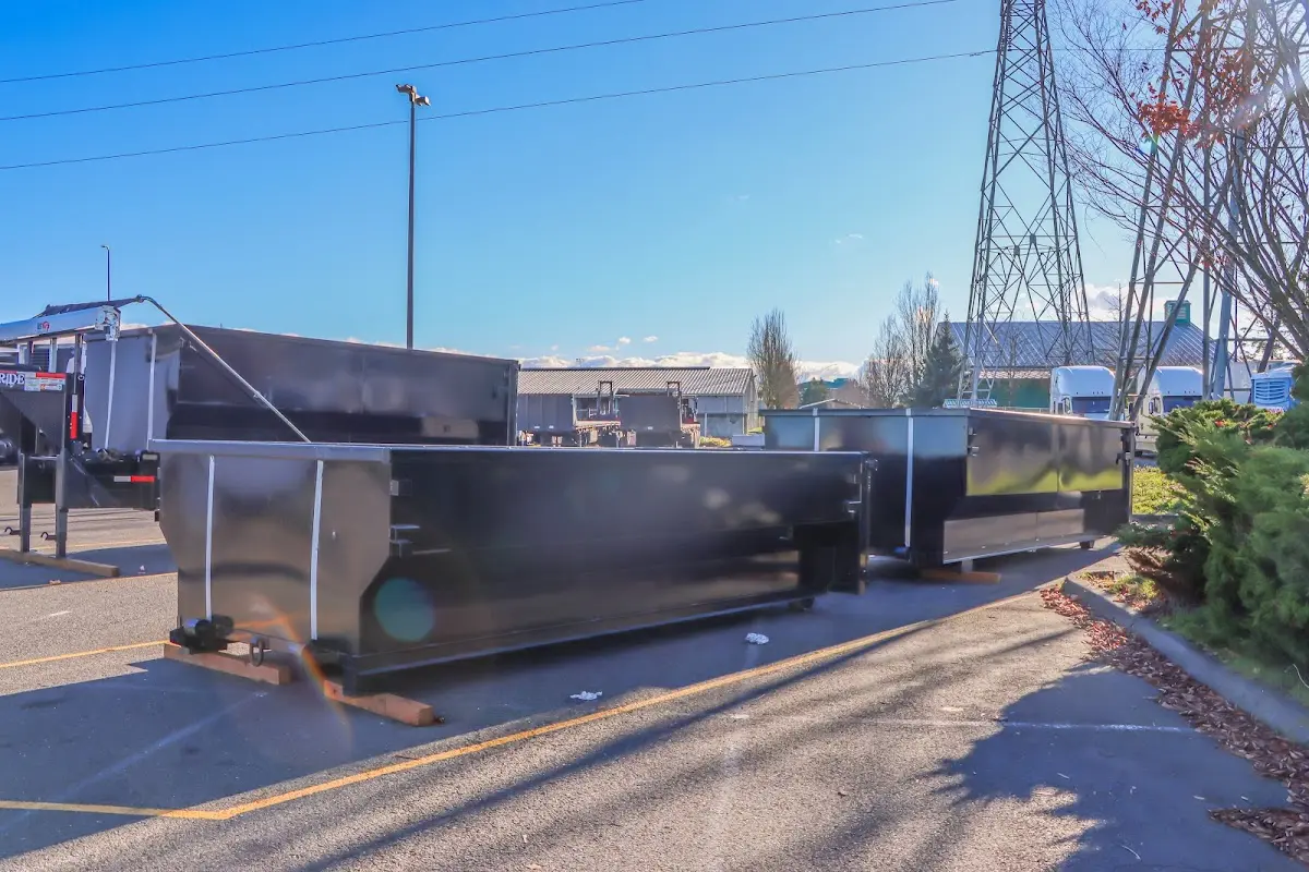 Roll-off dumpster ready for waste disposal at job site for Residential Dumpster Rental in New Hanover
